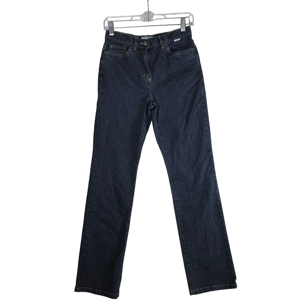 Laura Clement Straight Leg Jeans Dark Wash High Rise Stretch Denim Sz 4 Classic